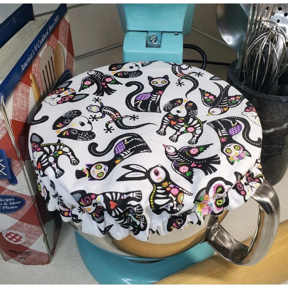 Dia De Los Muertos/ Purple White Dots Reversible KitchenAid Mixing Bowl Cover